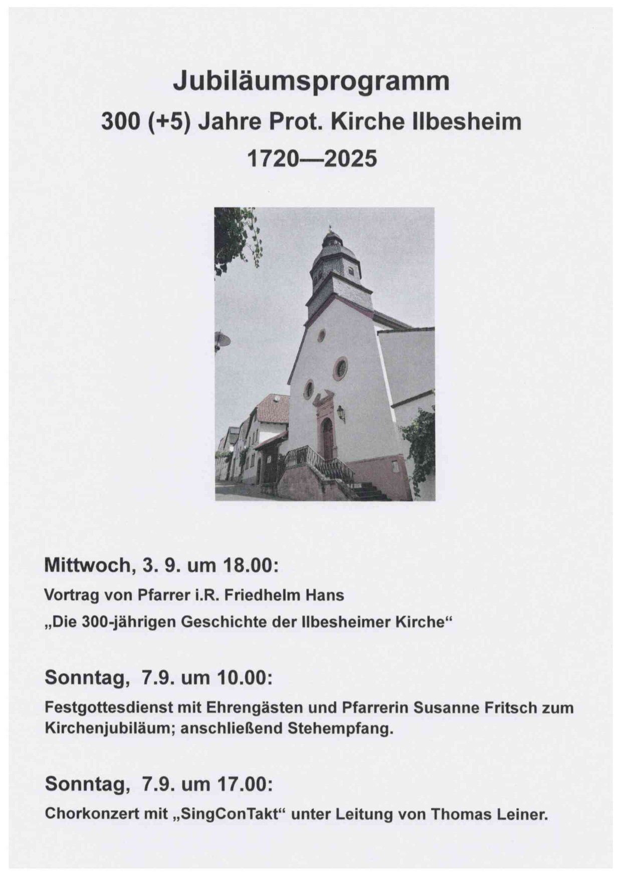 Kirche 305 Jahre Ilbesheim